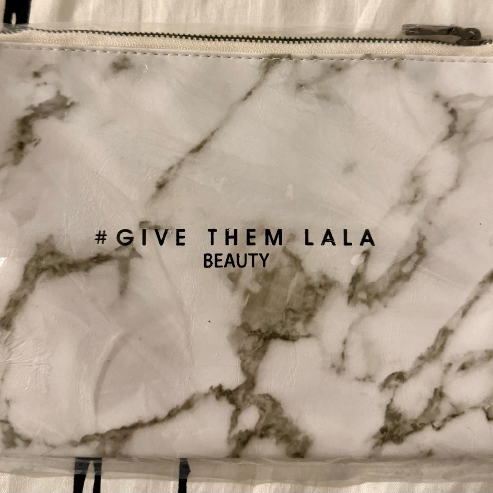 #GIVE THEM LALA Zippered Marbled Makeup Bag; New In Bag